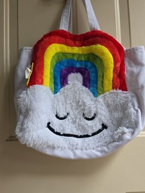Banana Republic White Plush Cloud Tote with Rainbow Layers